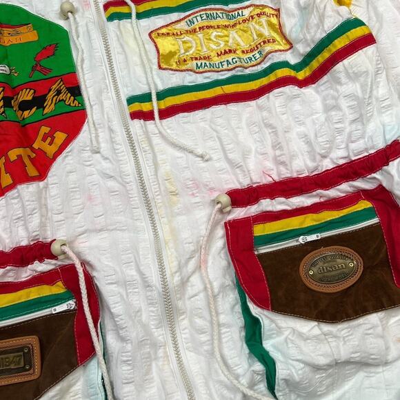 Vintage 80s Africa Unite Disan Lightweight Utility Jacket FLAW OSFA One Size - Picture 5 of 13